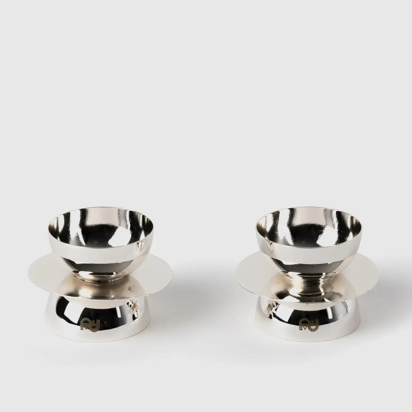 Contemporary Modern, Kubbe Tealight Holders, Nickel Silver Plated, Set of 2