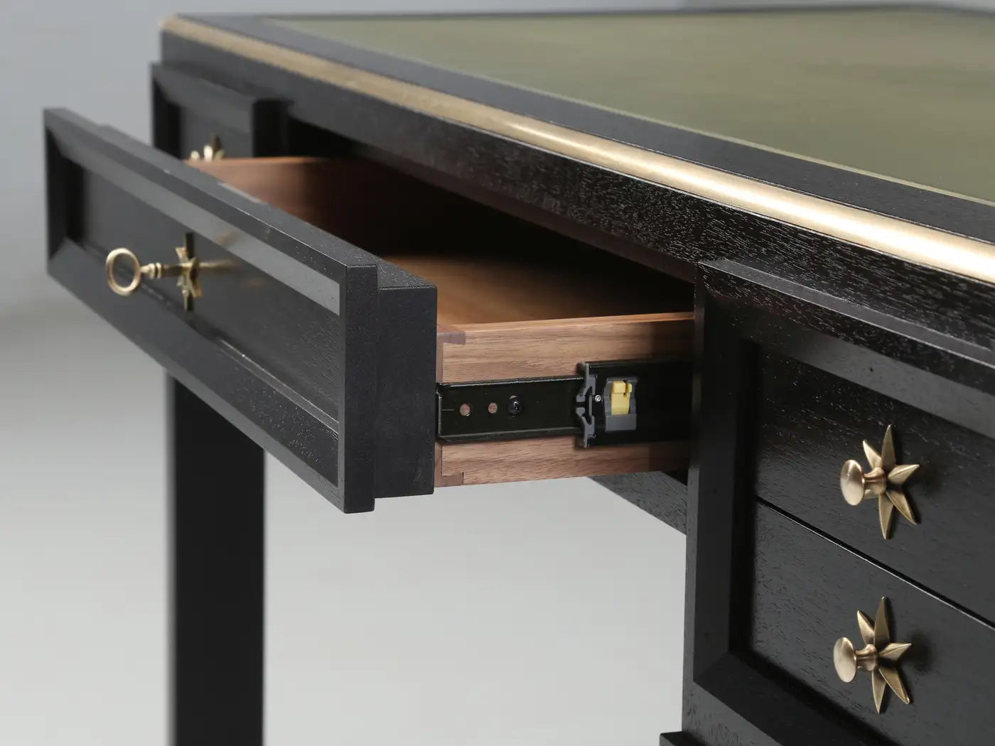 French Mid-Century Modern Jacques Adnet Inspired Mahogany & Leather Desk