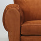 Pair of French Art Deco Moustache Leather Club Chairs in Rawhide Finish