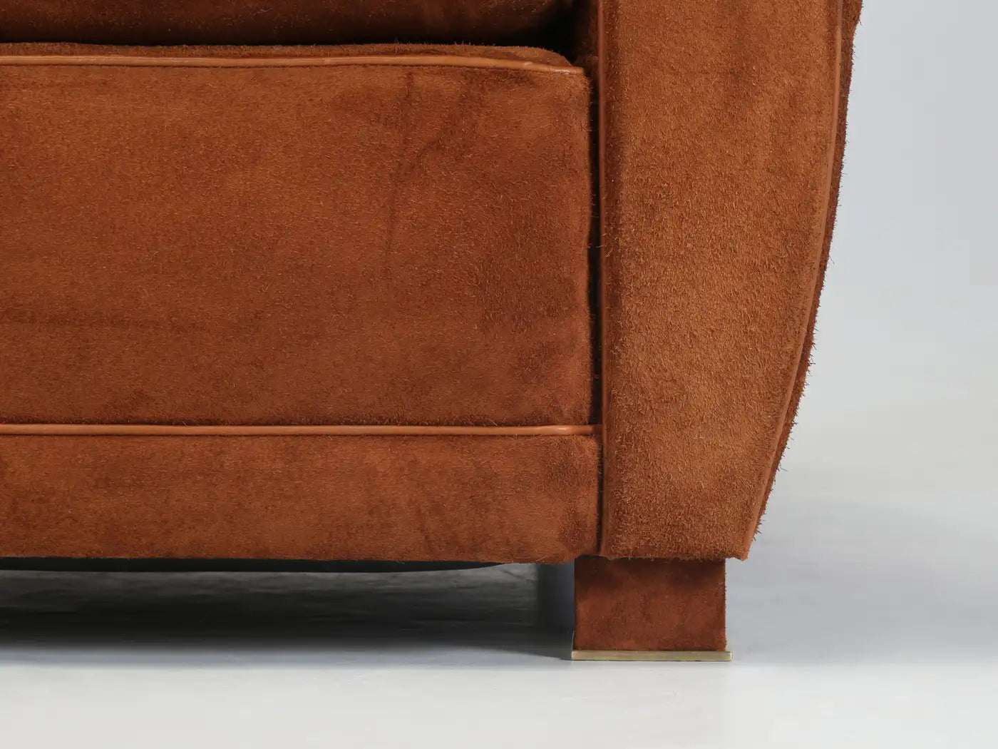 Pair of French Art Deco Moustache Leather Club Chairs in Rawhide Finish