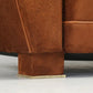 Pair of French Art Deco Moustache Leather Club Chairs in Rawhide Finish