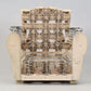 Pair of French Art Deco Moustache Leather Club Chairs in Rawhide Finish