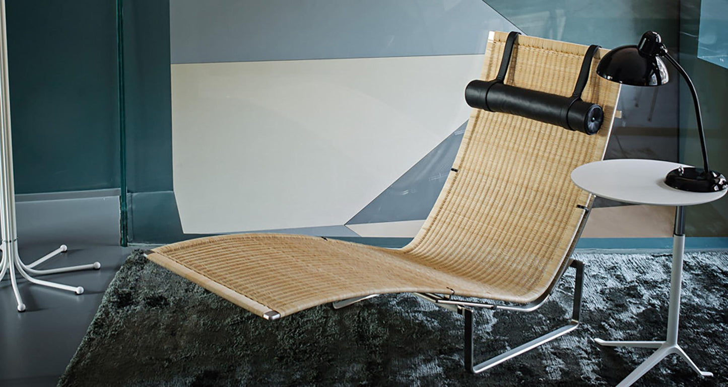Poul Kjærholm PK24 Wicker Lounge Chair with Leather Headrest – Fritz Hansen