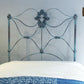 Matching Pair of Victorian Single Antique Beds with Blue Verdigris Finish