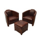 Handcrafted Art Deco Leather & Cherrywood Club Armchair