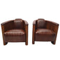 Handcrafted Art Deco Leather & Cherrywood Club Armchair