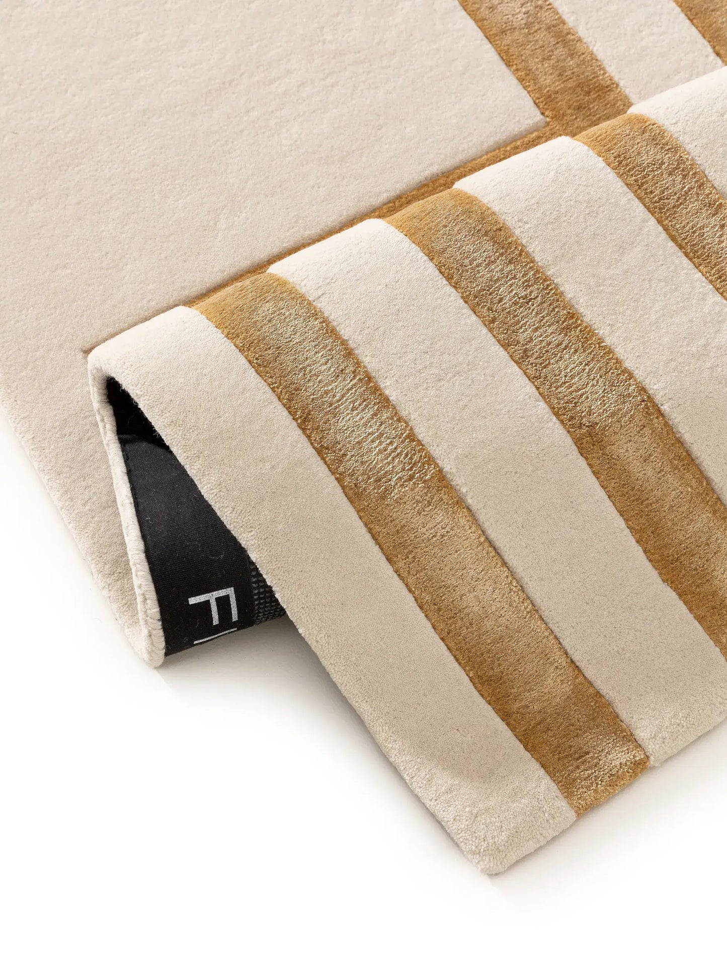 Cream Geometric Textured Wool-Lyocell Rug