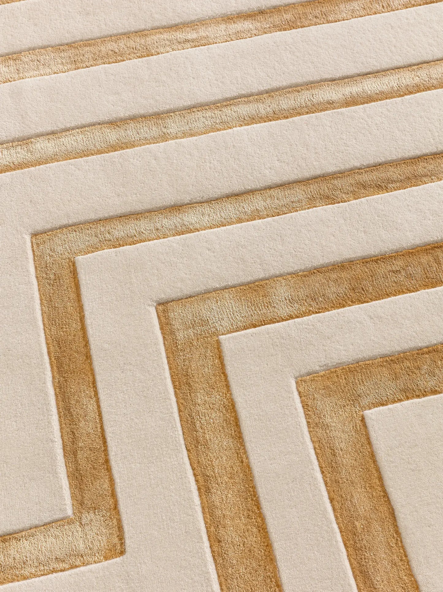 Cream Geometric Textured Wool-Lyocell Rug