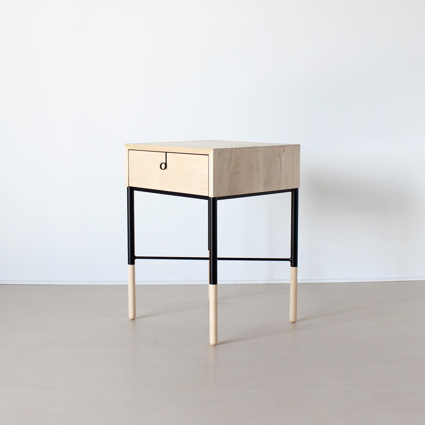 Phillip Walnut Nightstand – Solid Wood with Blackened Steel Accents