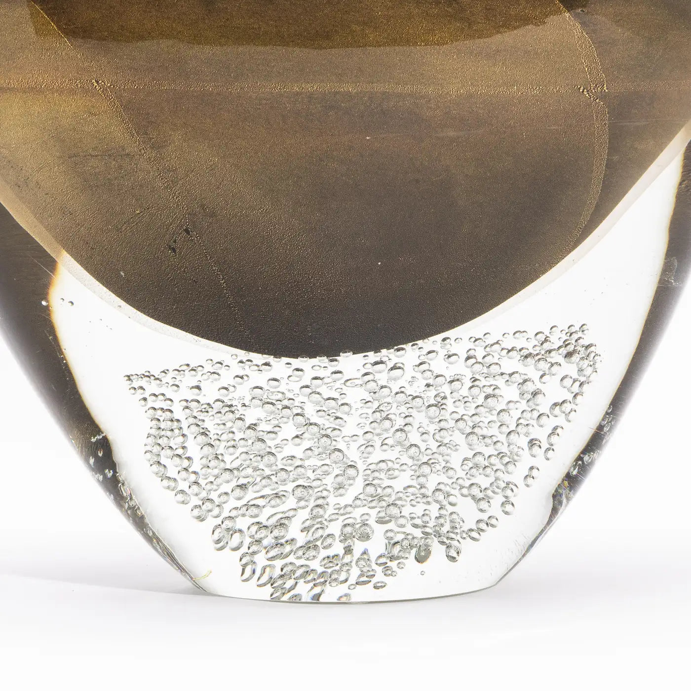 Hand-Blown Modern Murano Bowl in Black with 24-karat Gold Flecks and Bubbles