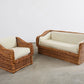 Rattan Settee Armchair in Scalamandre