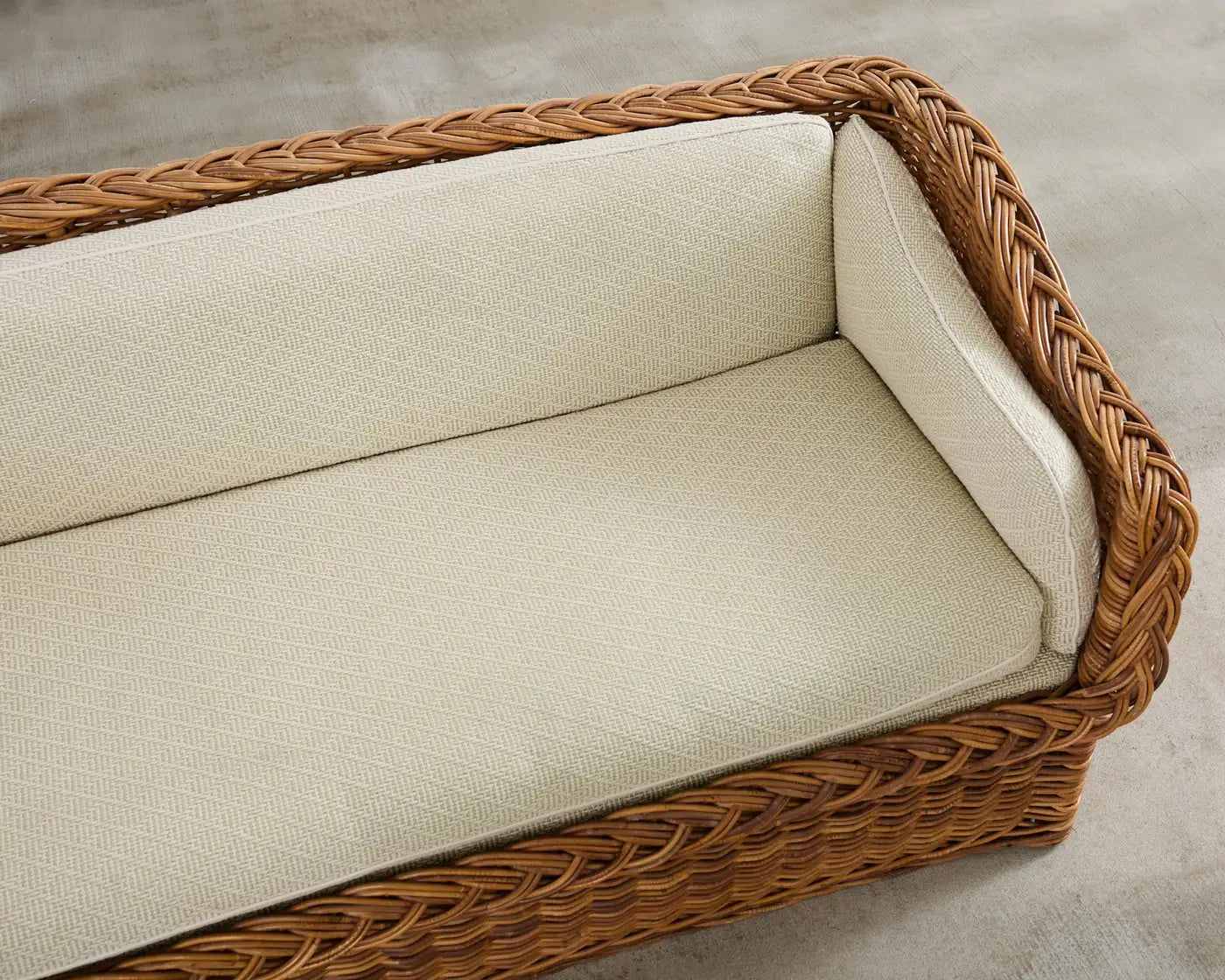 Rattan Settee Armchair in Scalamandre