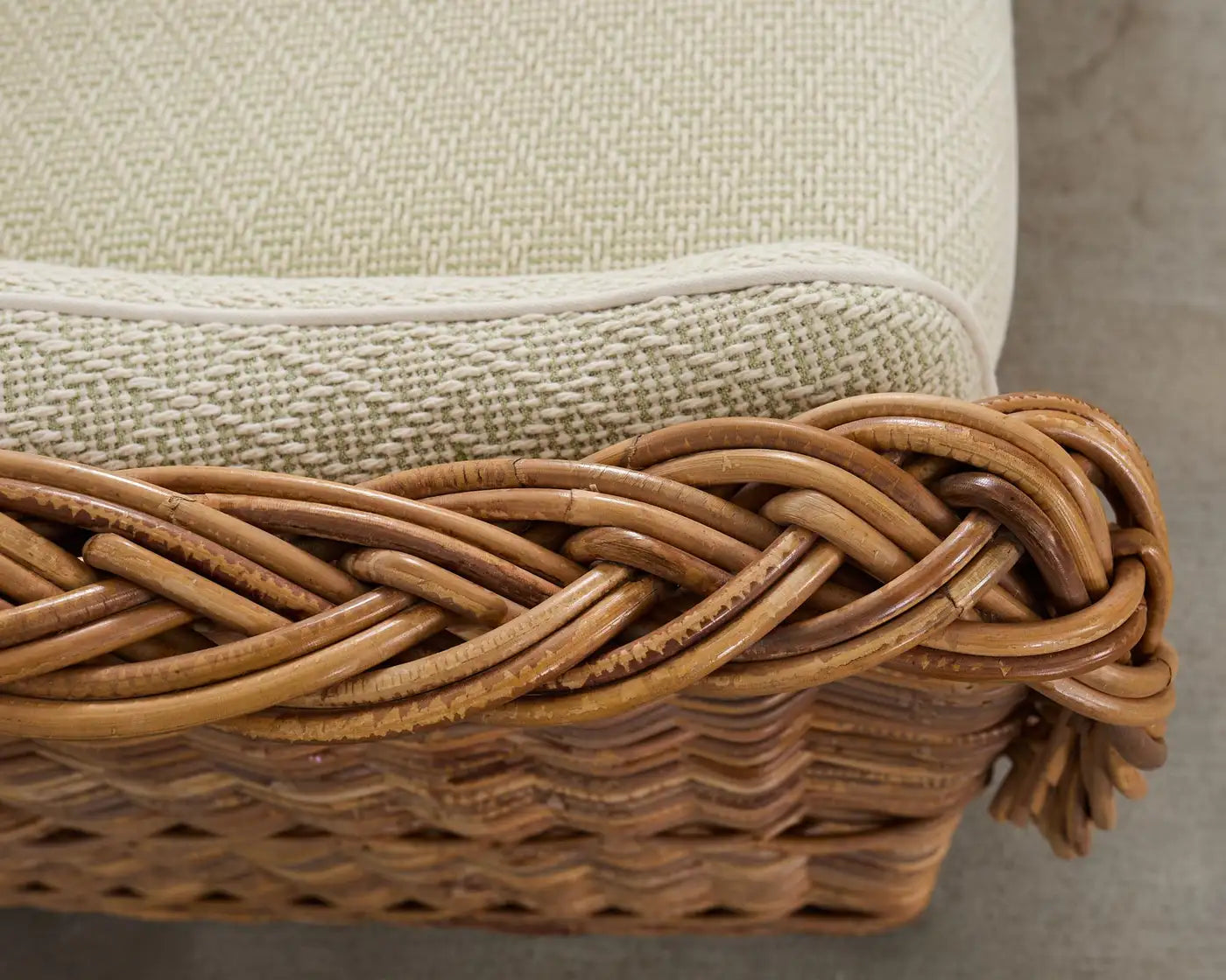 Rattan Settee Armchair in Scalamandre