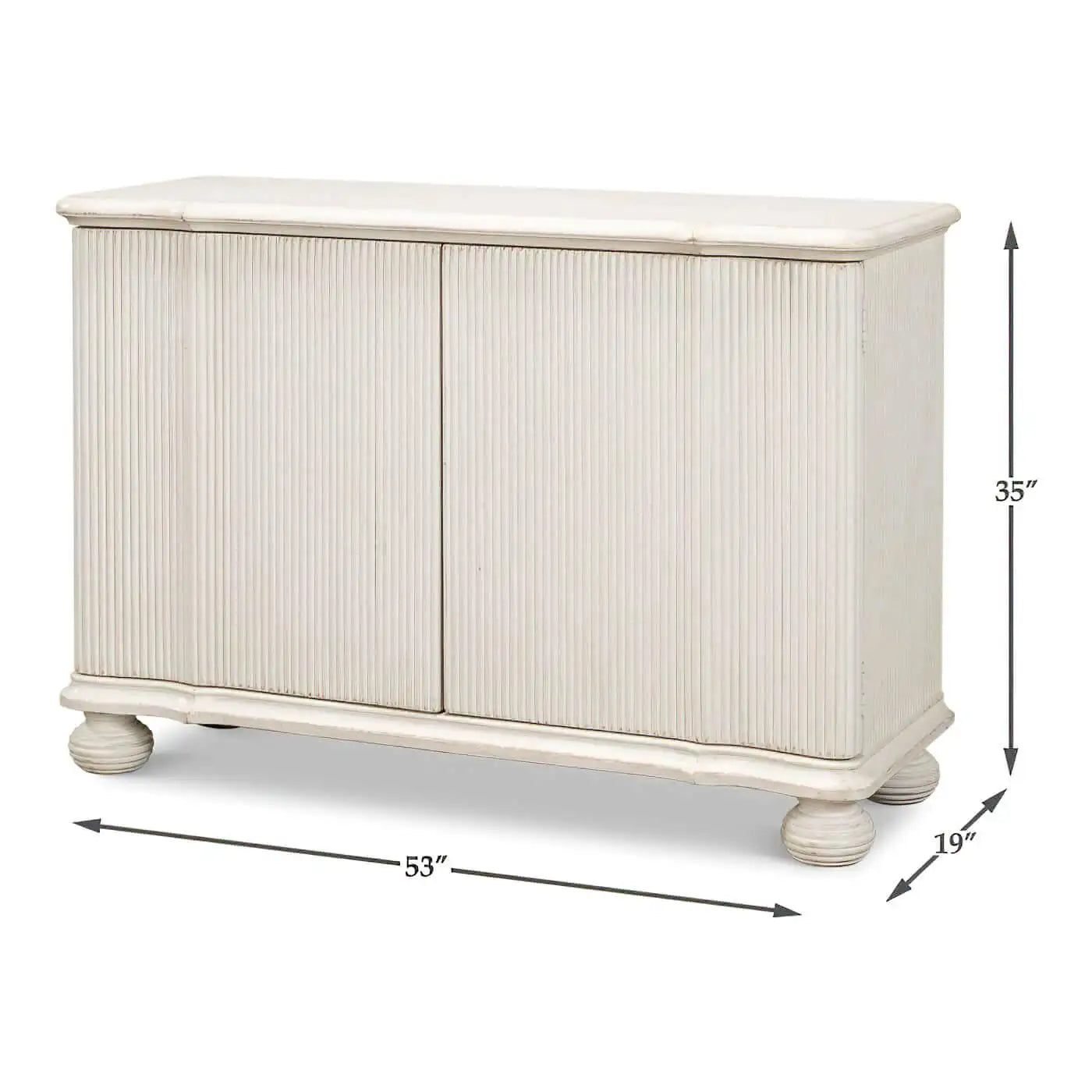 REEDED ANTIQUE WHITE CABINET
