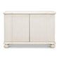 White wooden cabinet with two doors on a white background
