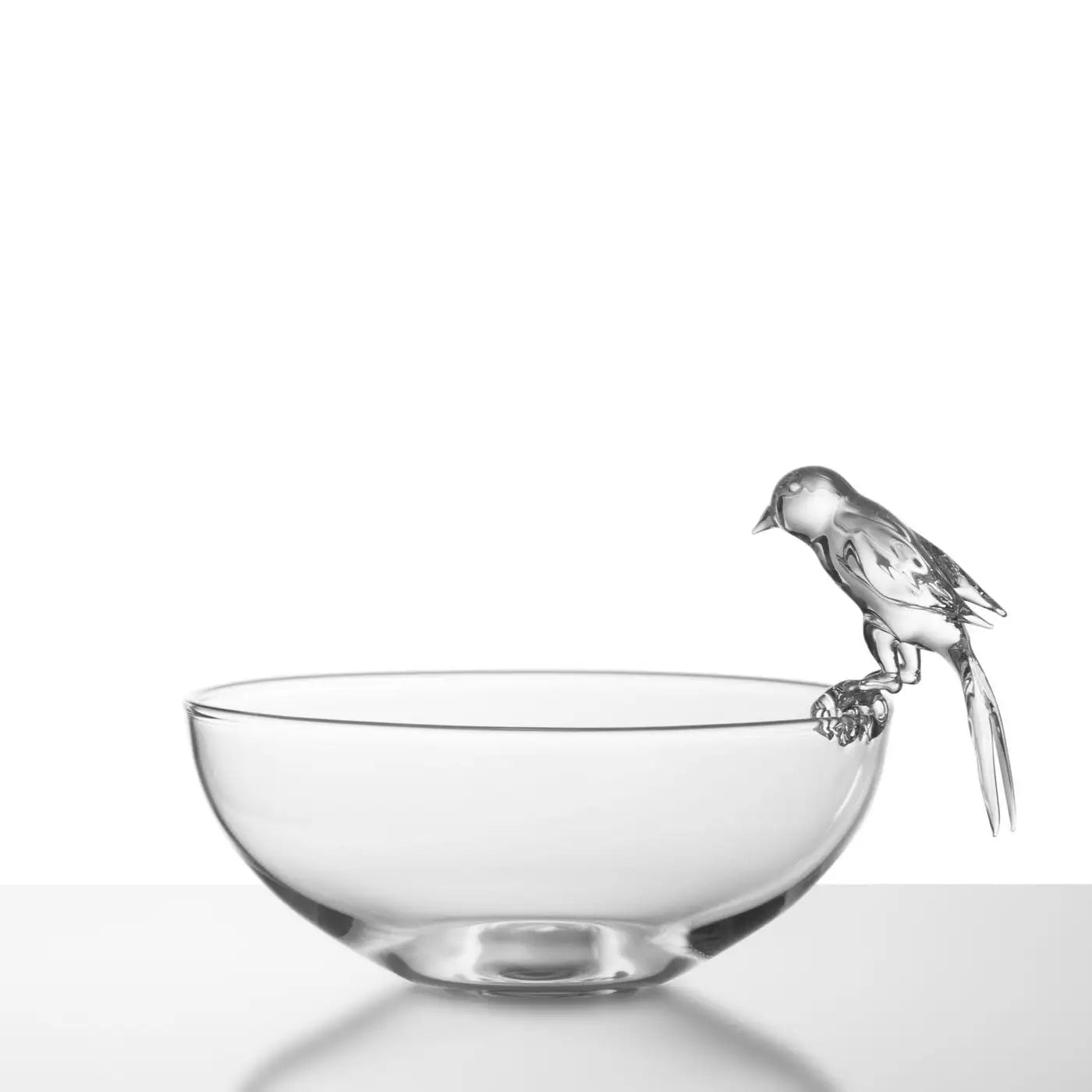 Contemporary Hand Blown Glass Bowl Little Bird Swallow Cute Decorative Crestani