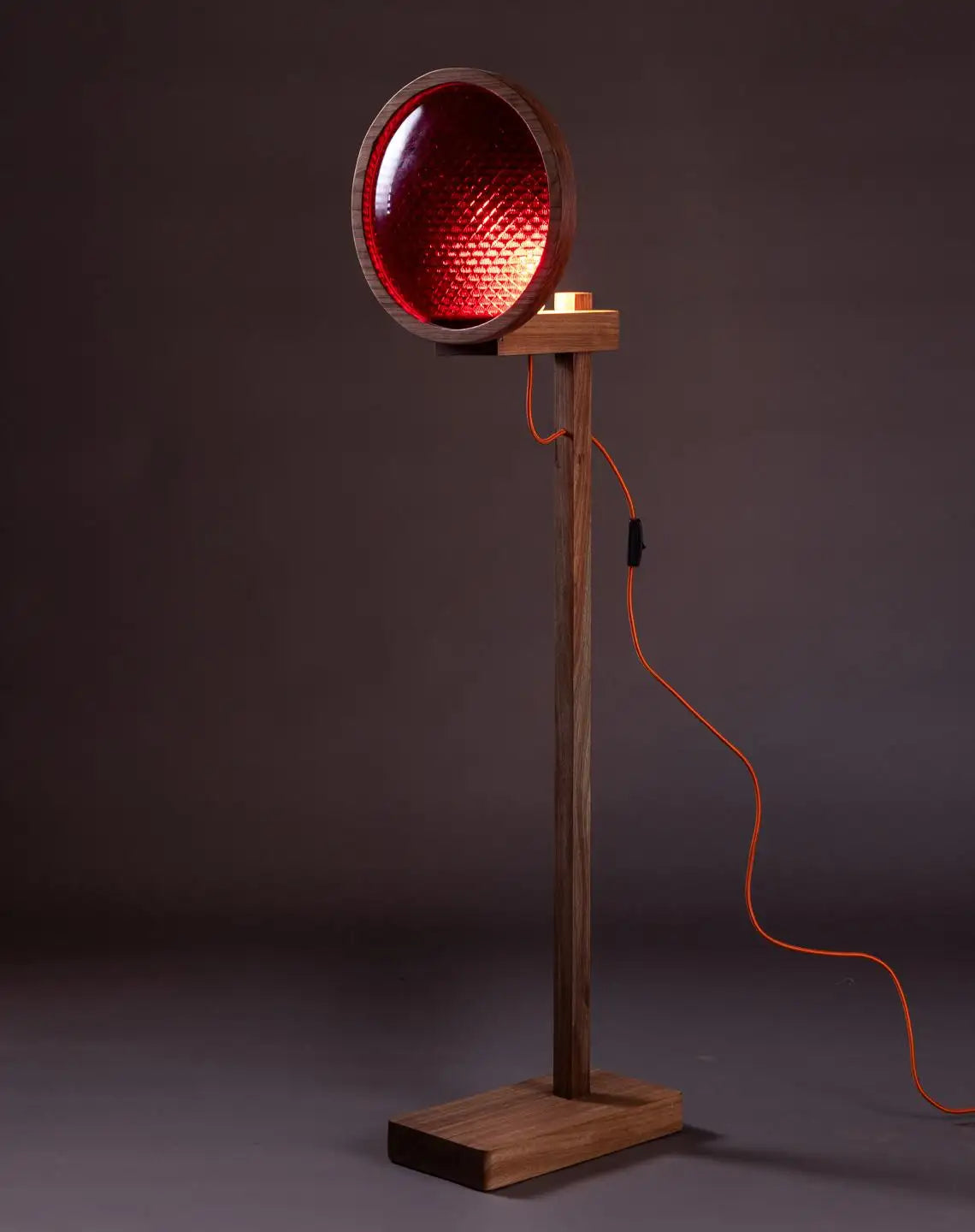 The Lore Lamp. Brazilian Solid Wood and 1960s traffic signal lenses.