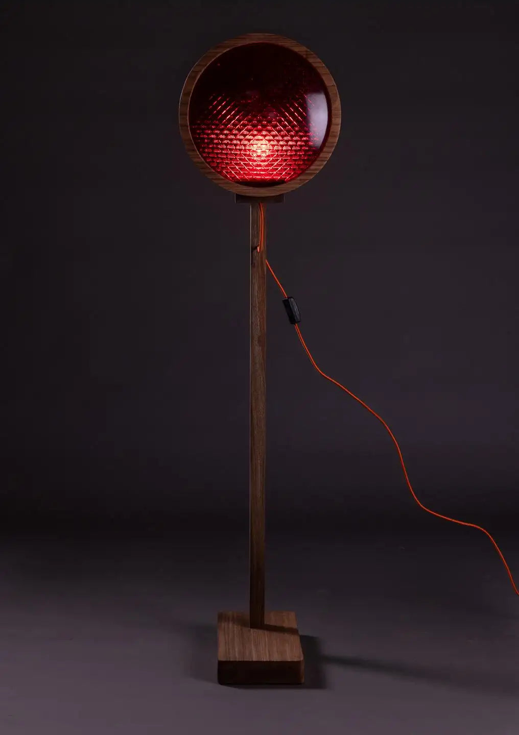 The Lore Lamp. Brazilian Solid Wood and 1960s traffic signal lenses.