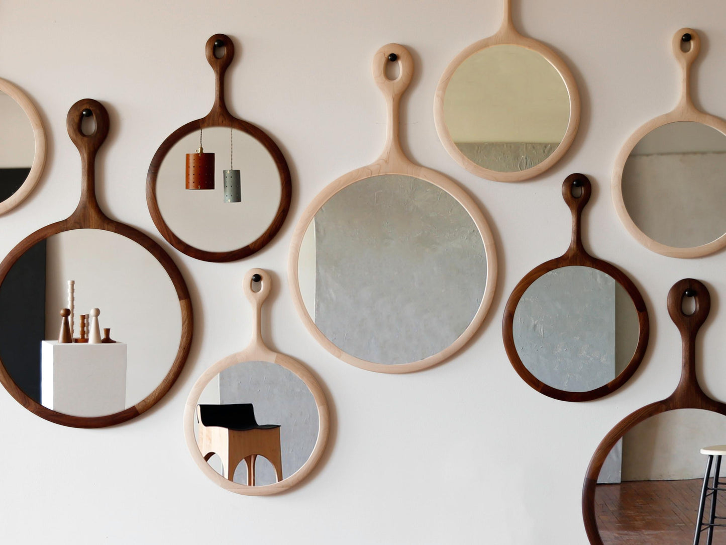 Large Sophia Wall Mirror – Dark Walnut Frame with Hand-Hammered Iron Peg