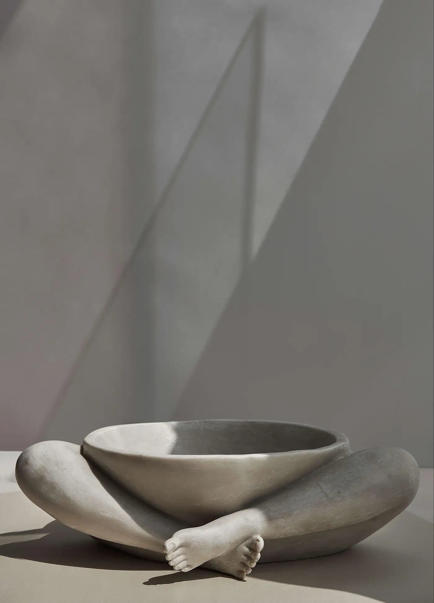 Meditative Pose Sculptural Legs Bowl Sukhasana II S Hand-Crafted Resin + Stone