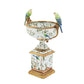 Parrots and Flowers Bowl or Cup in Porcelain and Bronze Finish