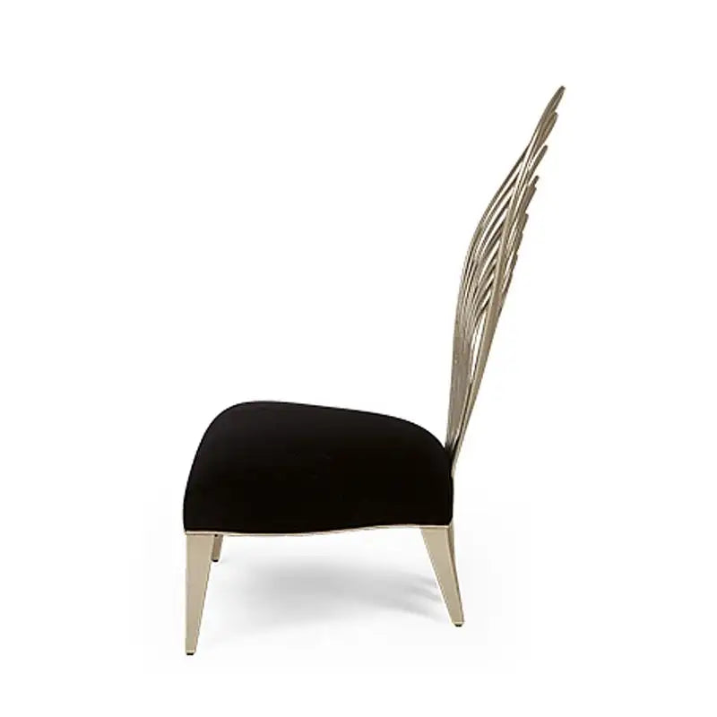 Modern chair with black seat and gold frame on a white background