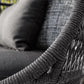 Close-up of a textured gray fabric with a patterned background