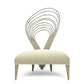 Modern chair with unique backrest design on a white background