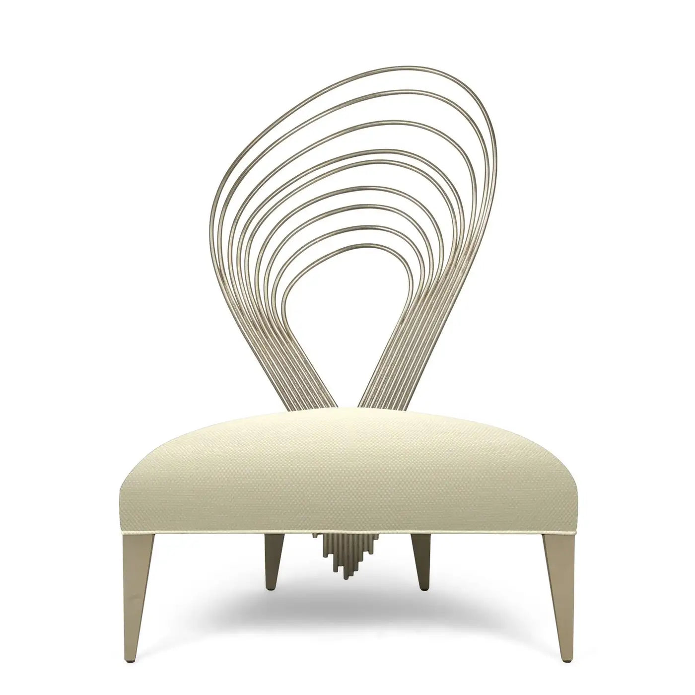 Modern chair with unique backrest design on a white background