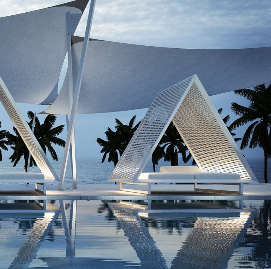 Vineyard Daybed with Woven Rope Roof