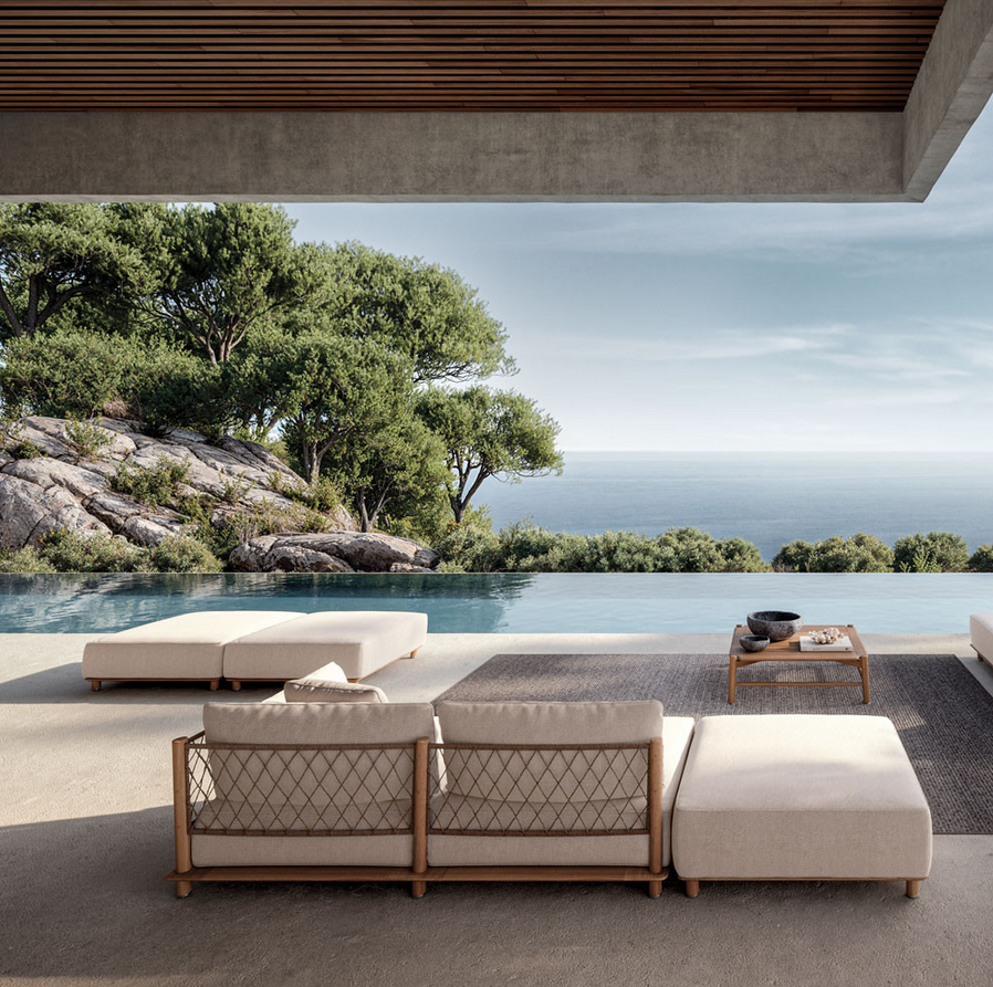 Salina Outdoor Right End Sofa Unit | Teak | Fine Rope