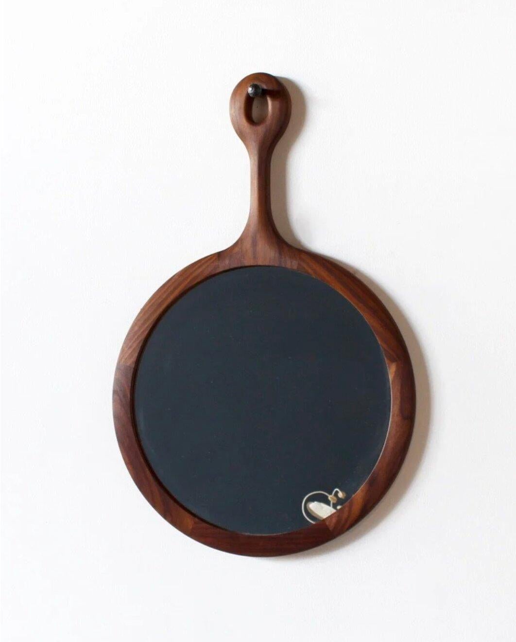 Large Sophia Wall Mirror – Dark Walnut Frame with Hand-Hammered Iron Peg