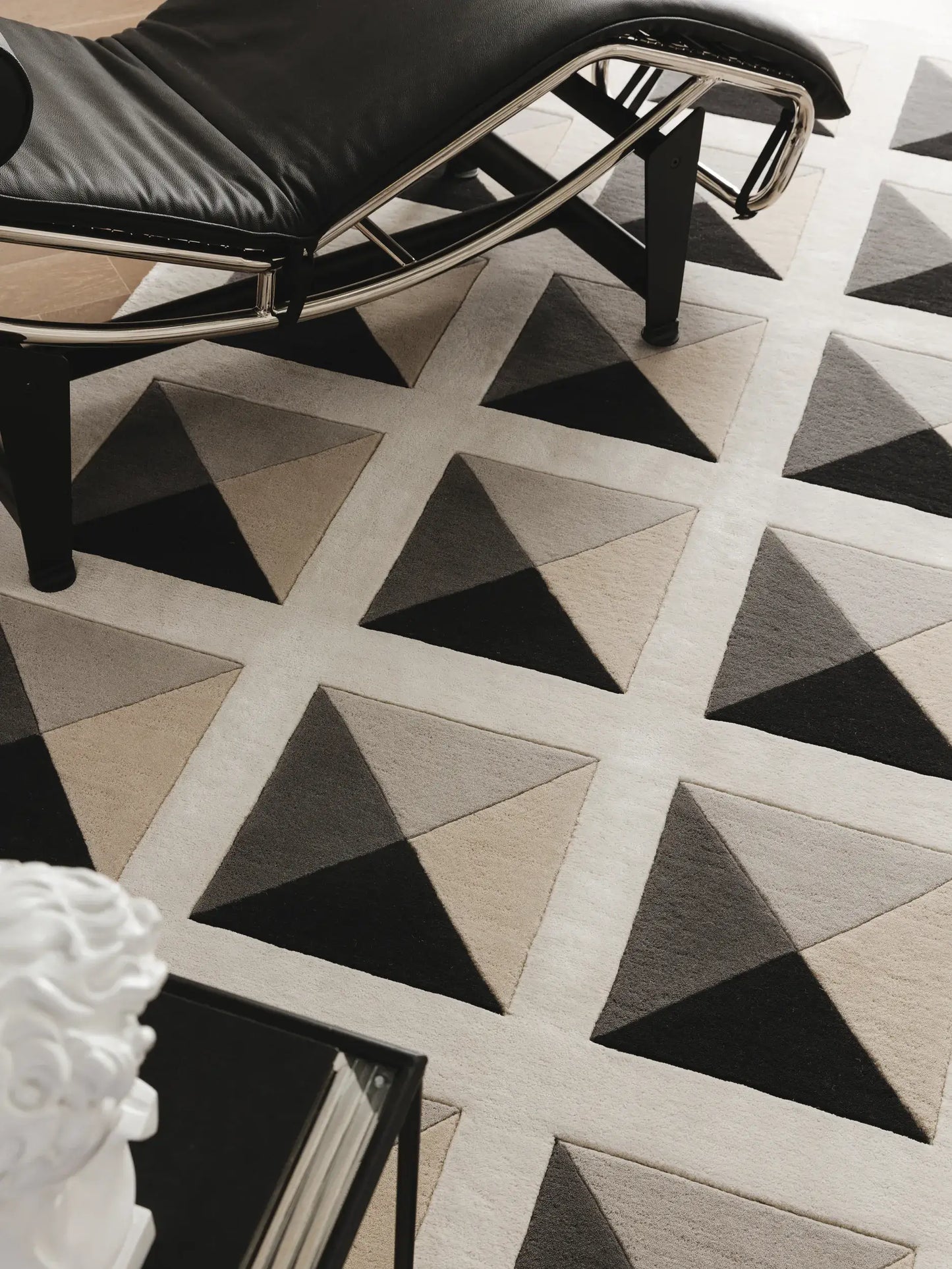 Luxury Cream & Grey Wool-Lyocell Statement Rug