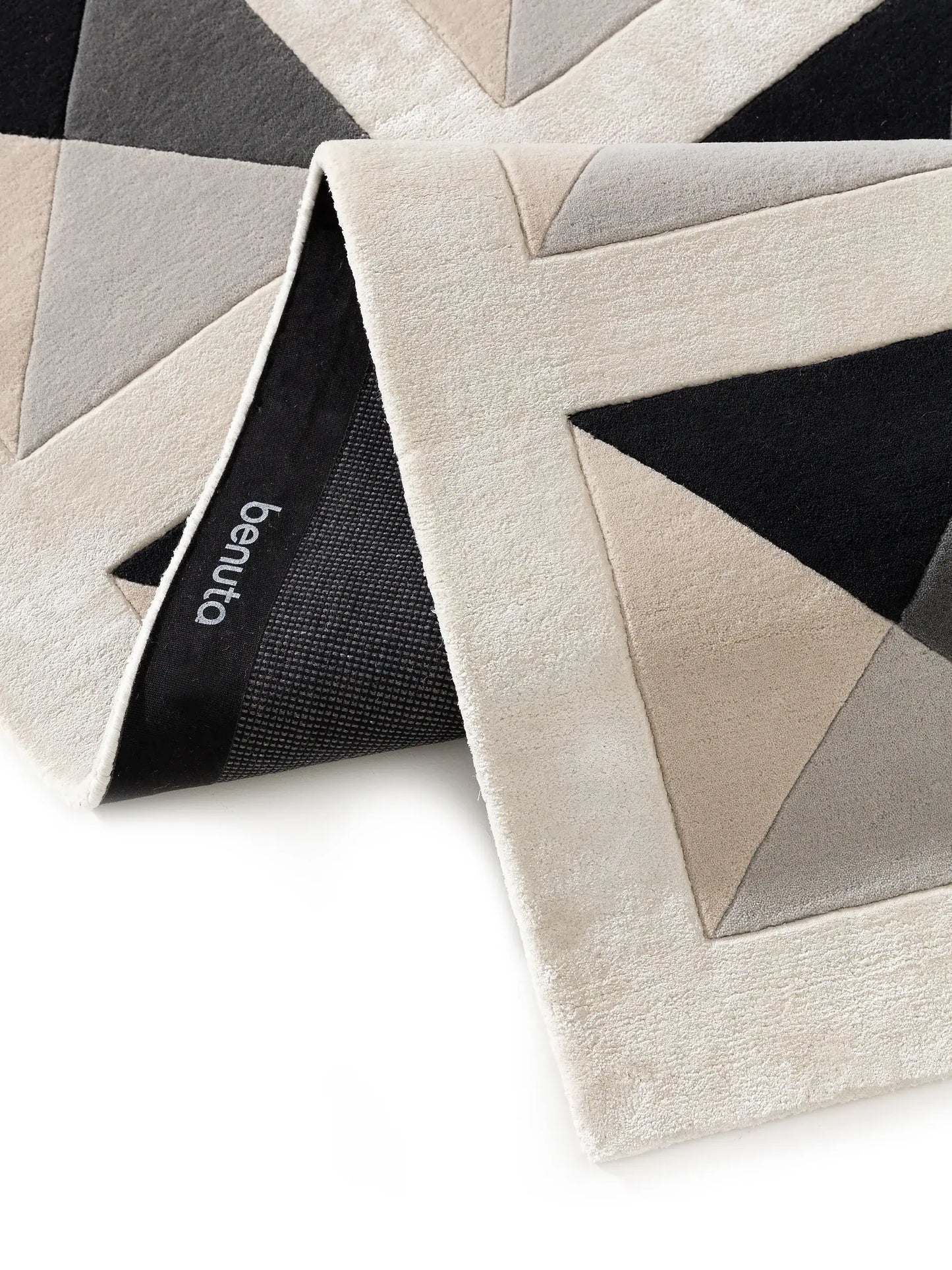 Luxury Cream & Grey Wool-Lyocell Statement Rug