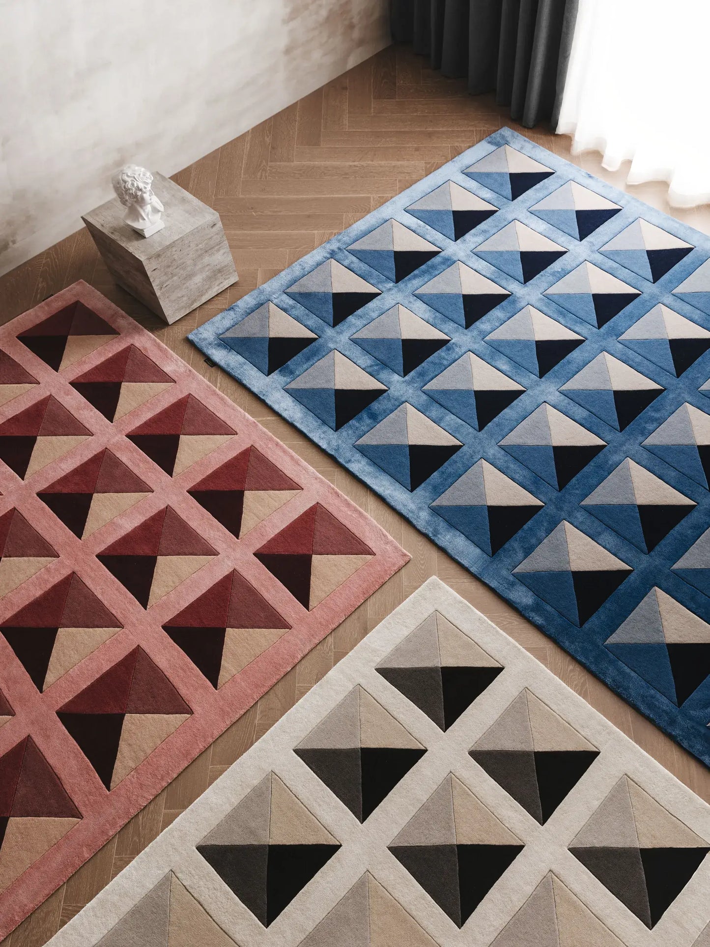 Luxury Cream & Grey Wool-Lyocell Statement Rug