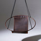 Modern Thick Oil Tan Leather Sling Hanging Chair with Powder-Coated Steel Frame