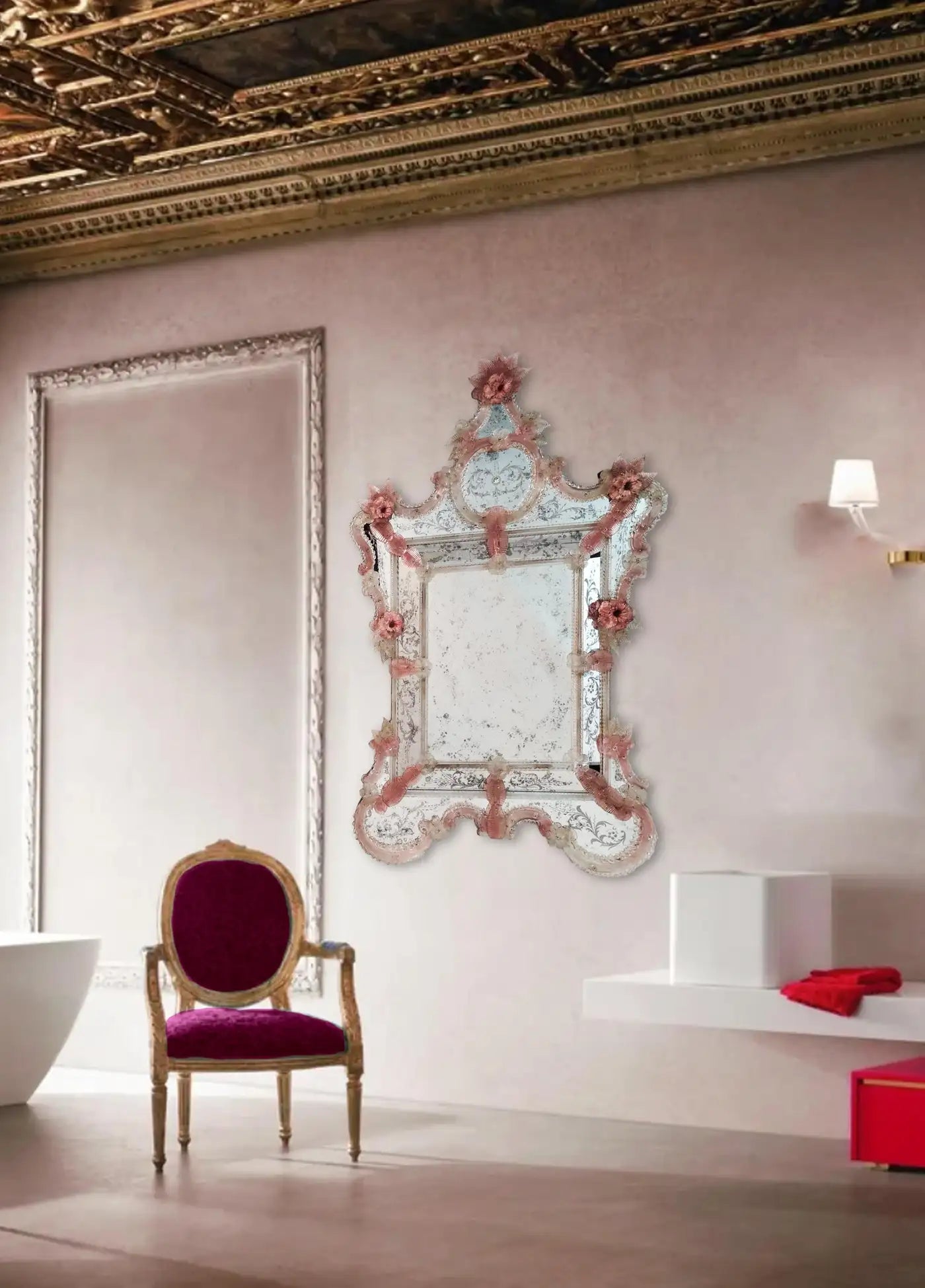 Venetian Mirror in Murano Glass Reproduction of Antique Mirror