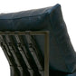 Blue leather chair with metal frame on a white background