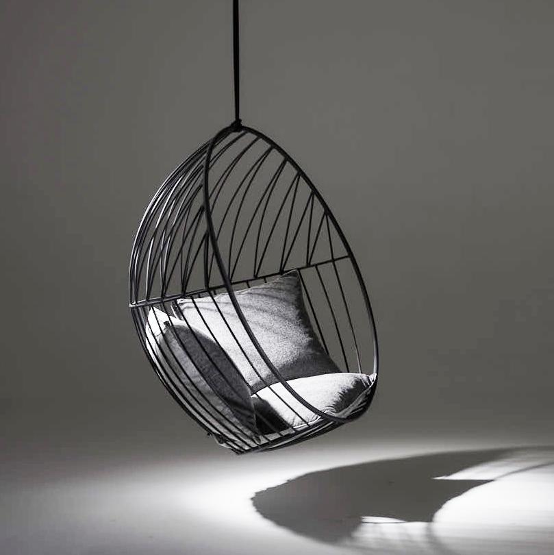 Sun Bubble Hanging Swing Chair – Modern Steel Indoor/Outdoor Black Lounger, 2022