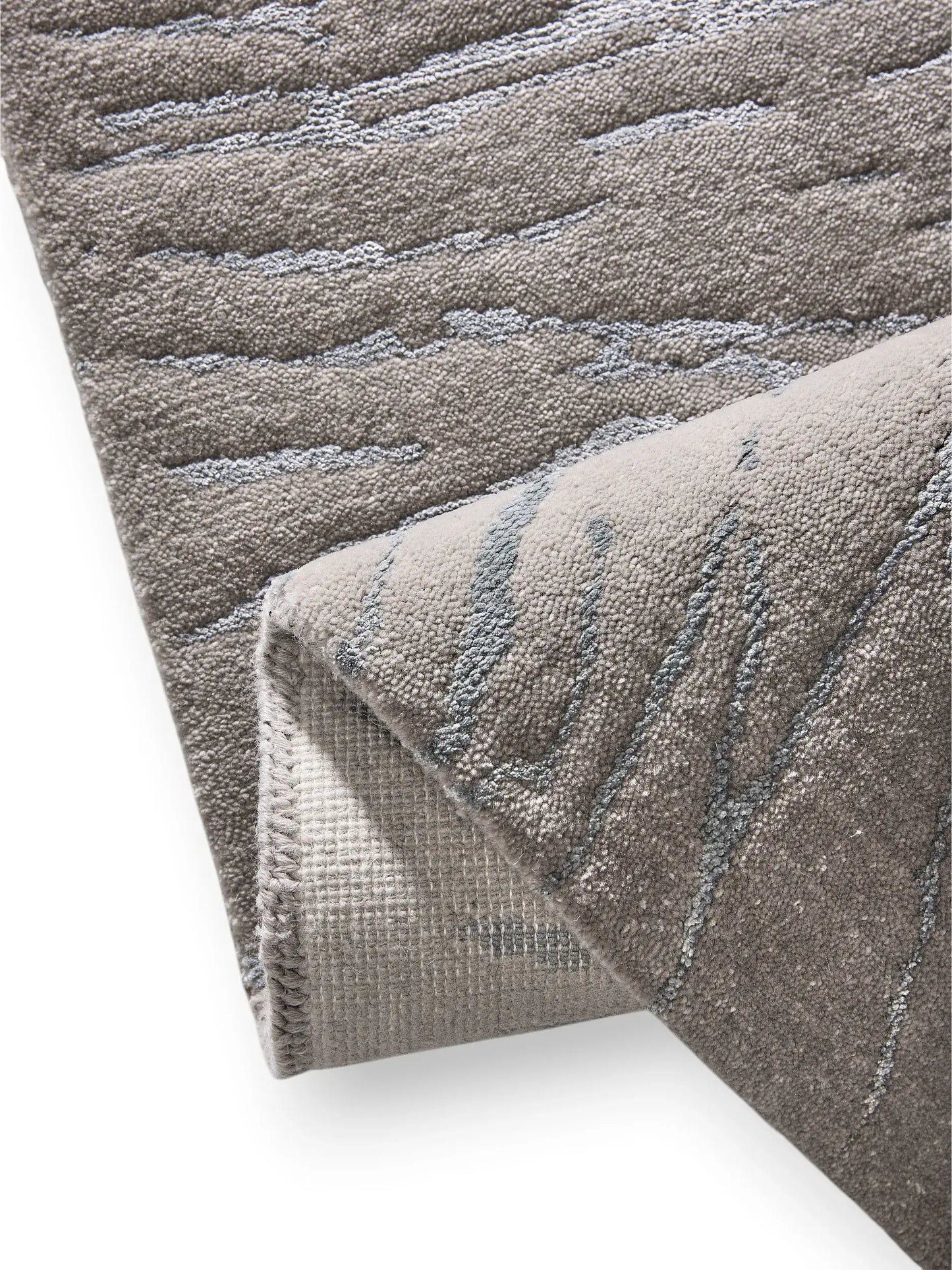 Stylish Blue-Grey Wool & Viscose Rug