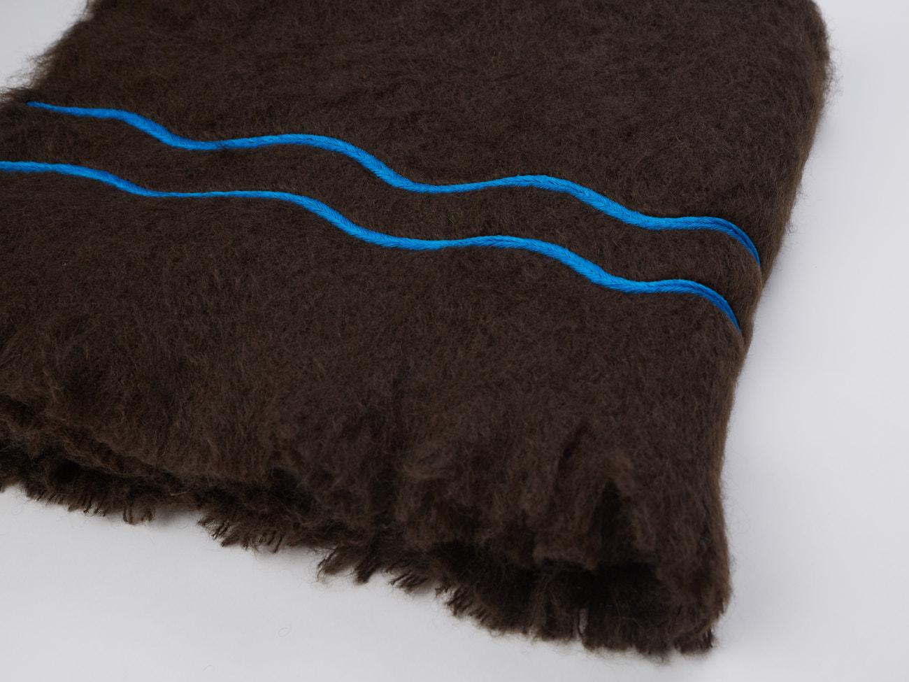 Suter Hand-Embroidered Brown Mohair Throw Blanket