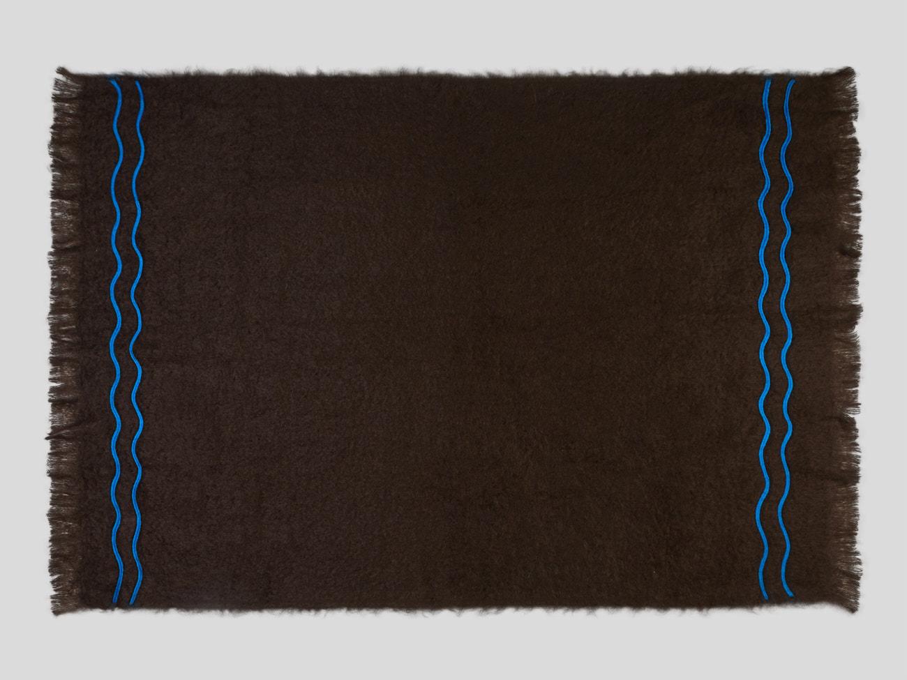 Suter Hand-Embroidered Brown Mohair Throw Blanket