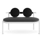 Black Steel Outdoor Bench with Water-Resistant Fabric Backrest – Two-Seater