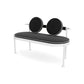 Black Steel Outdoor Bench with Water-Resistant Fabric Backrest – Two-Seater