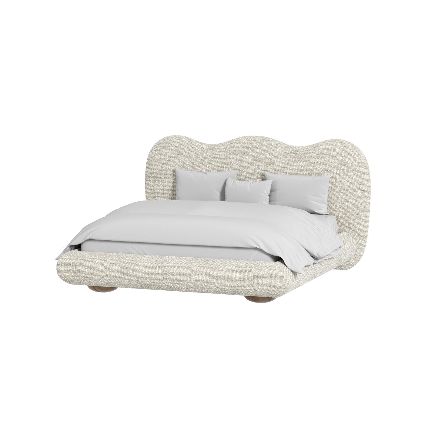 Dandy King Bed in Camio Textured Boucle Fabric
