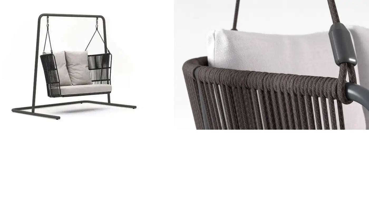 Outdoor Swinging Sofa with Custom Rope & Fabric Colors
