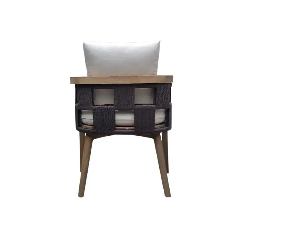Outdoor Teak Dining Chairs In Walnut Brown Finish (Set Of 6)