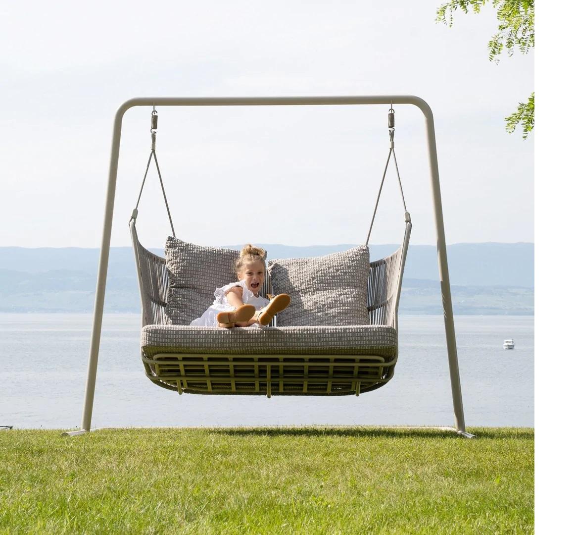 Outdoor Swinging Sofa with Customizable Rope and Fabric Colors – Two Seater