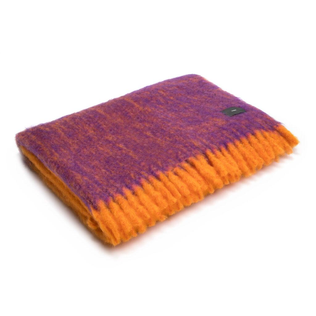 Viso Mohair Blanket 0401 Handwoven Purple & Orange Luxury Blanket