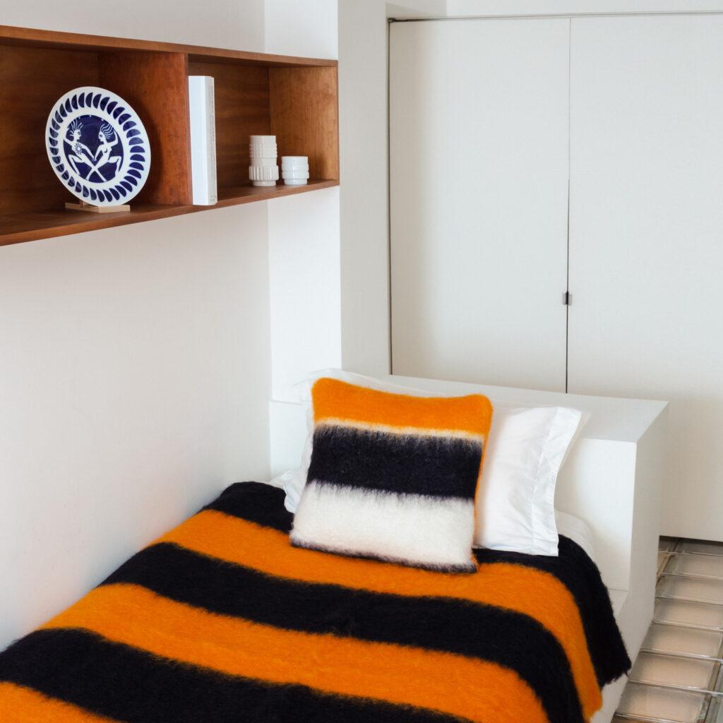 Viso Mohair Pillow Black, Orange & White, 50 x 50 cm